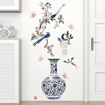 3D Large Vase Wall Sticker – Floral Design