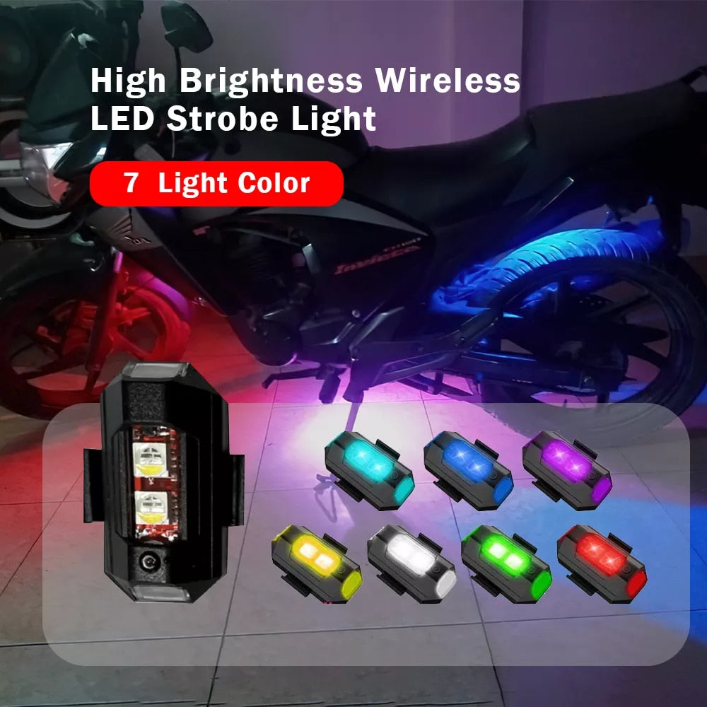 2 Pcs Universal Led Aircraft Strobe Lights Anti Collision Warning Light with USB Charging 7 Colors
