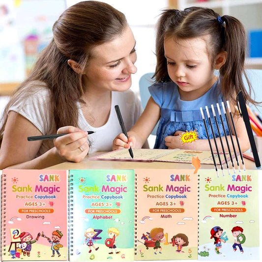 Sank Magic Practice Copybook Set Of 4 Books With Pen